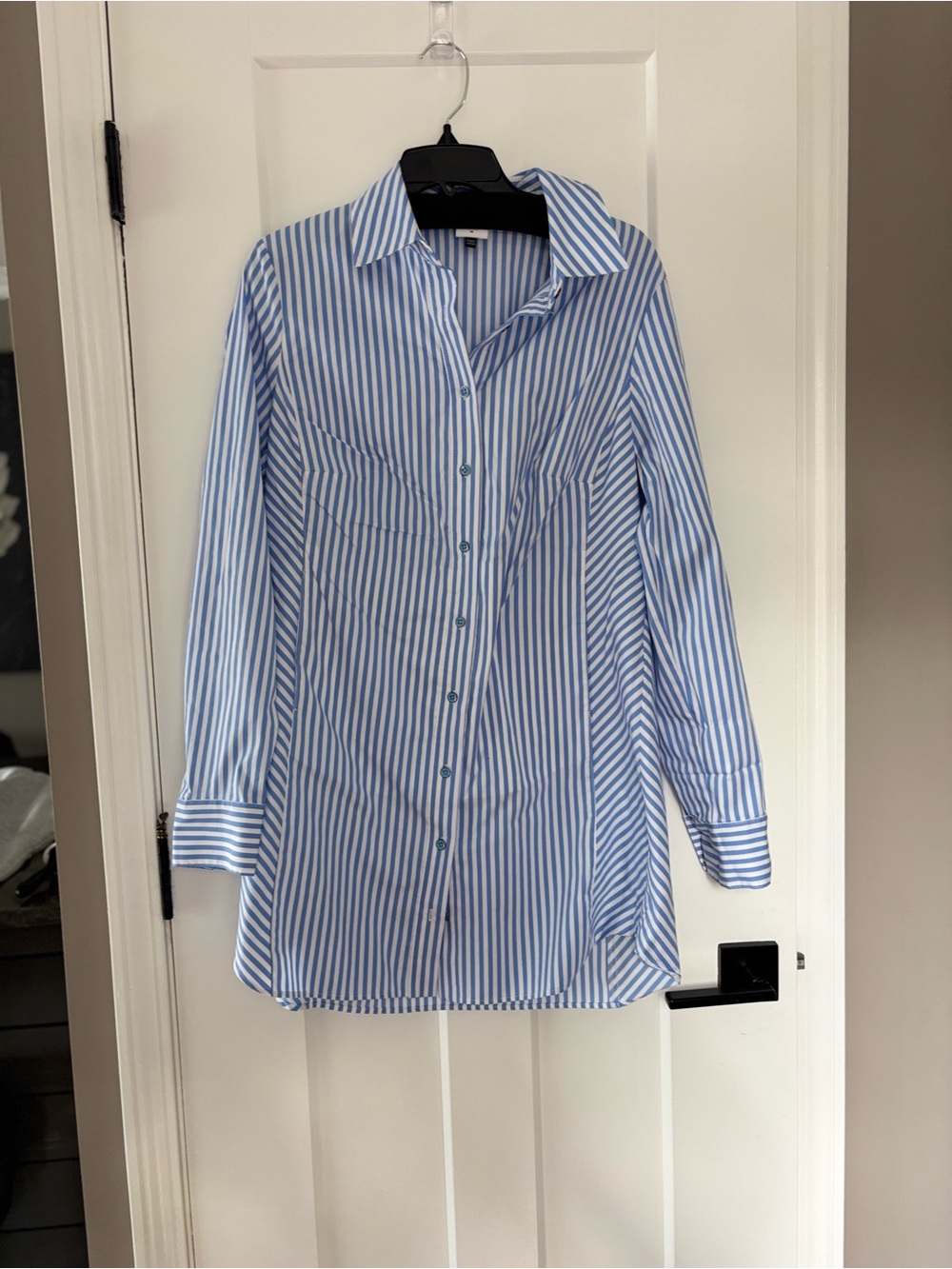 CAbi Blue & White Striped Long Sleeve Shirt Dress Ocean Dress 6706 new